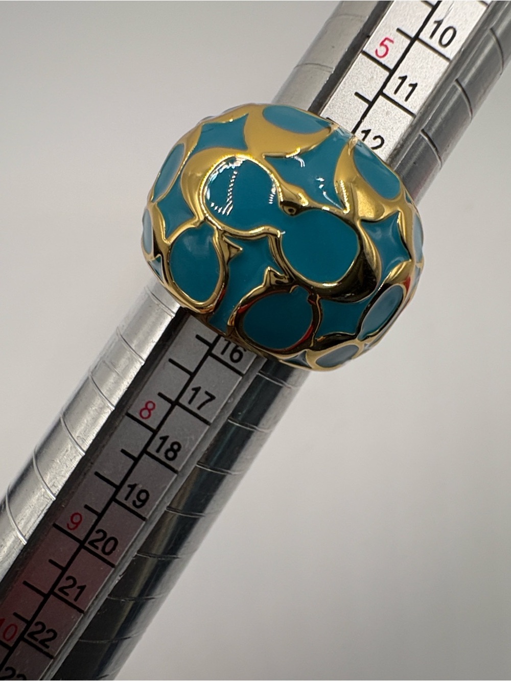 Coach Gold-Tone Ring with Teal Enamel